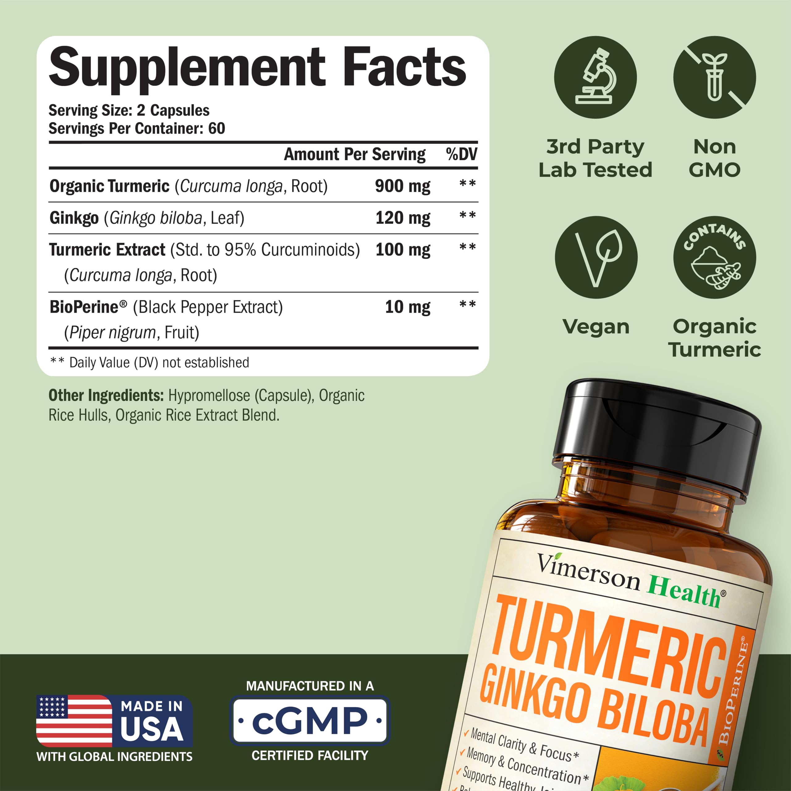 Vimerson Health bottle pouring capsules demonstrates easy daily use.