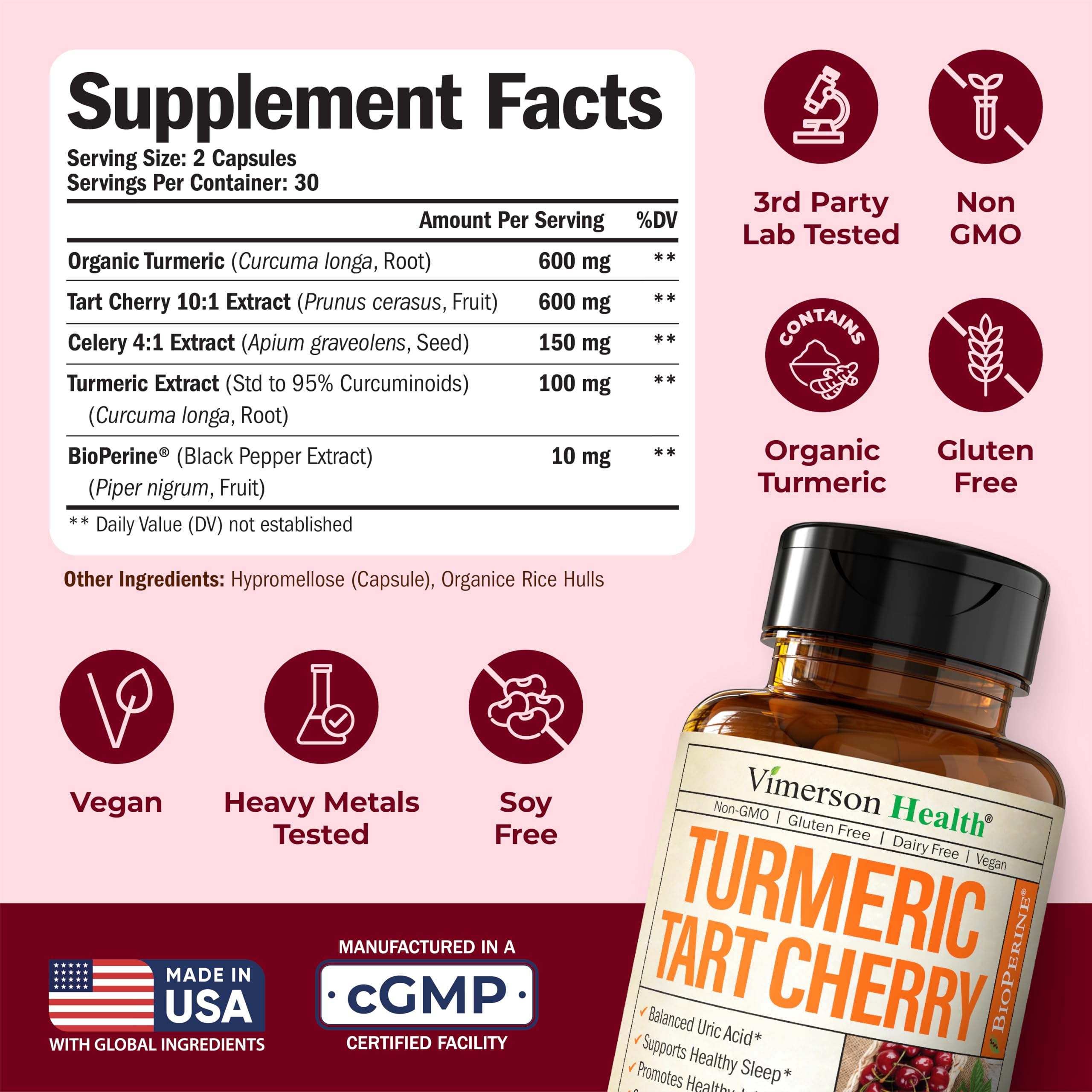 Vimerson Health celery seed extract capsules; supports uric acid balance