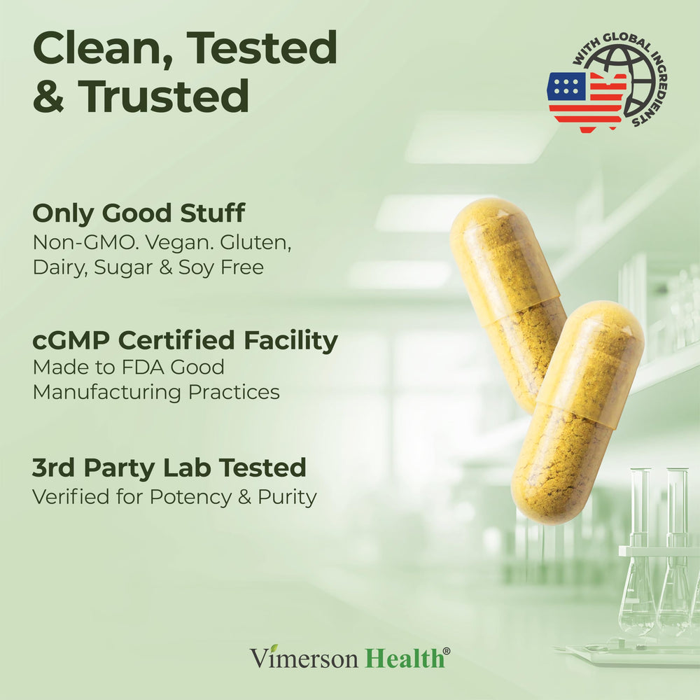 Vimerson Health Curcumin capsules closeup shows absorption-boosting formula