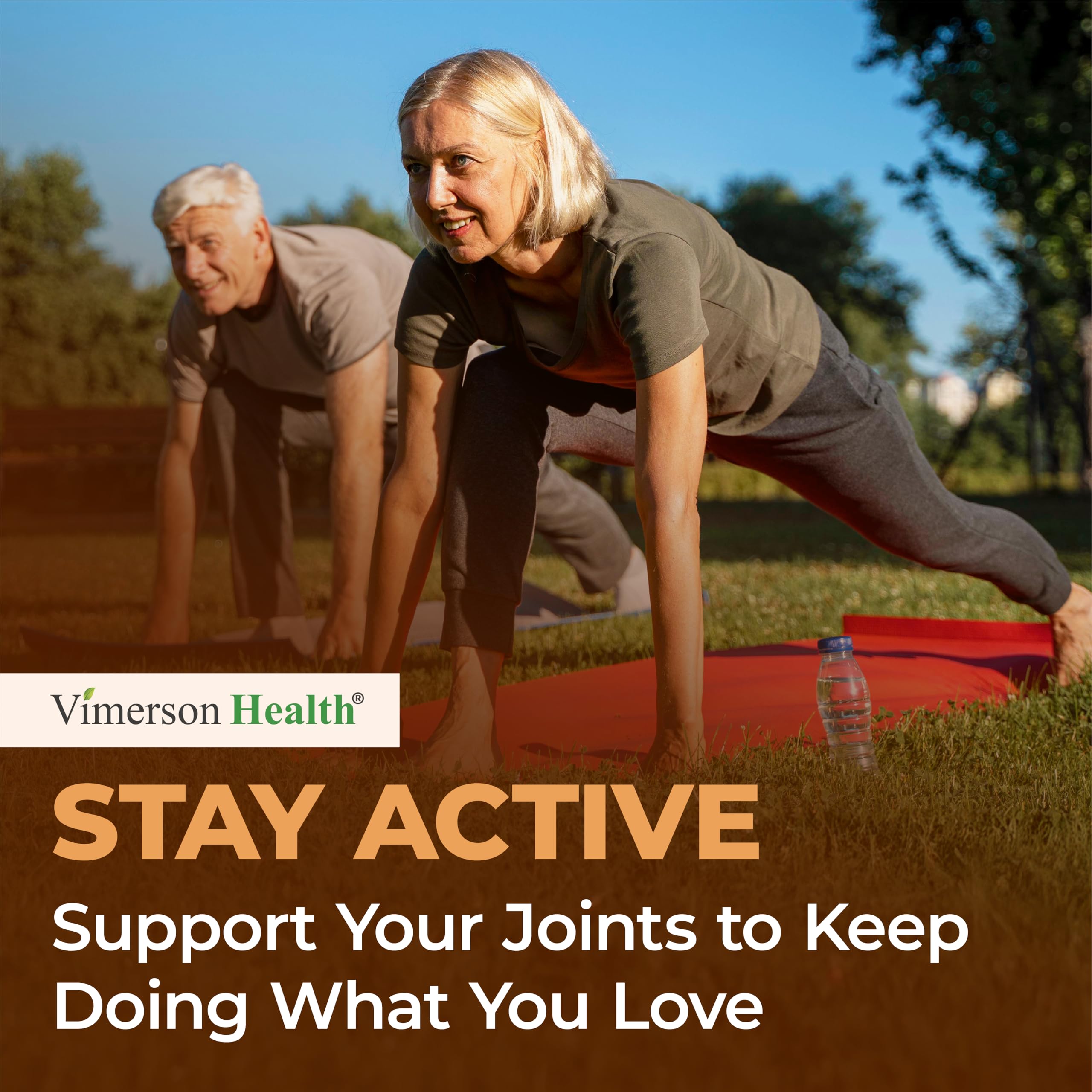 Vimerson Health Glucosamine cartilage focus image emphasizes flexibility and joint health benefits.