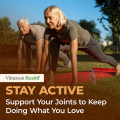 Vimerson Health Glucosamine cartilage focus image emphasizes flexibility and joint health benefits.