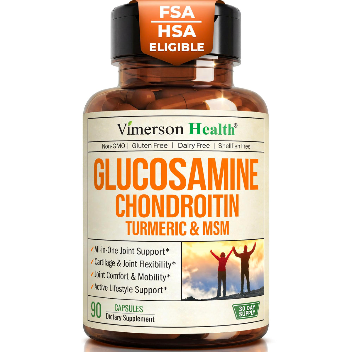 Vimerson Health Glucosamine Chondroitin MSM bottle for daily joint support.