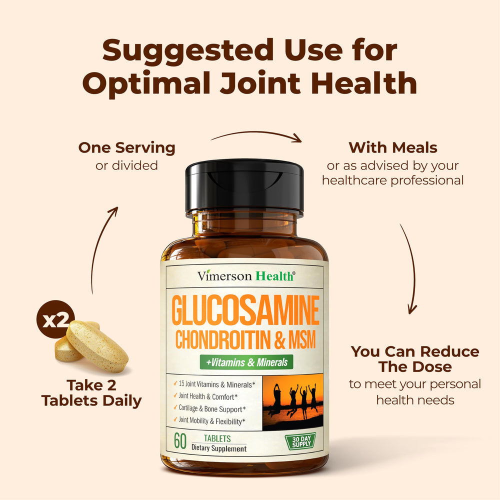 Vimerson Health ingredients list shows glucosamine, chondroitin, and MSM synergy