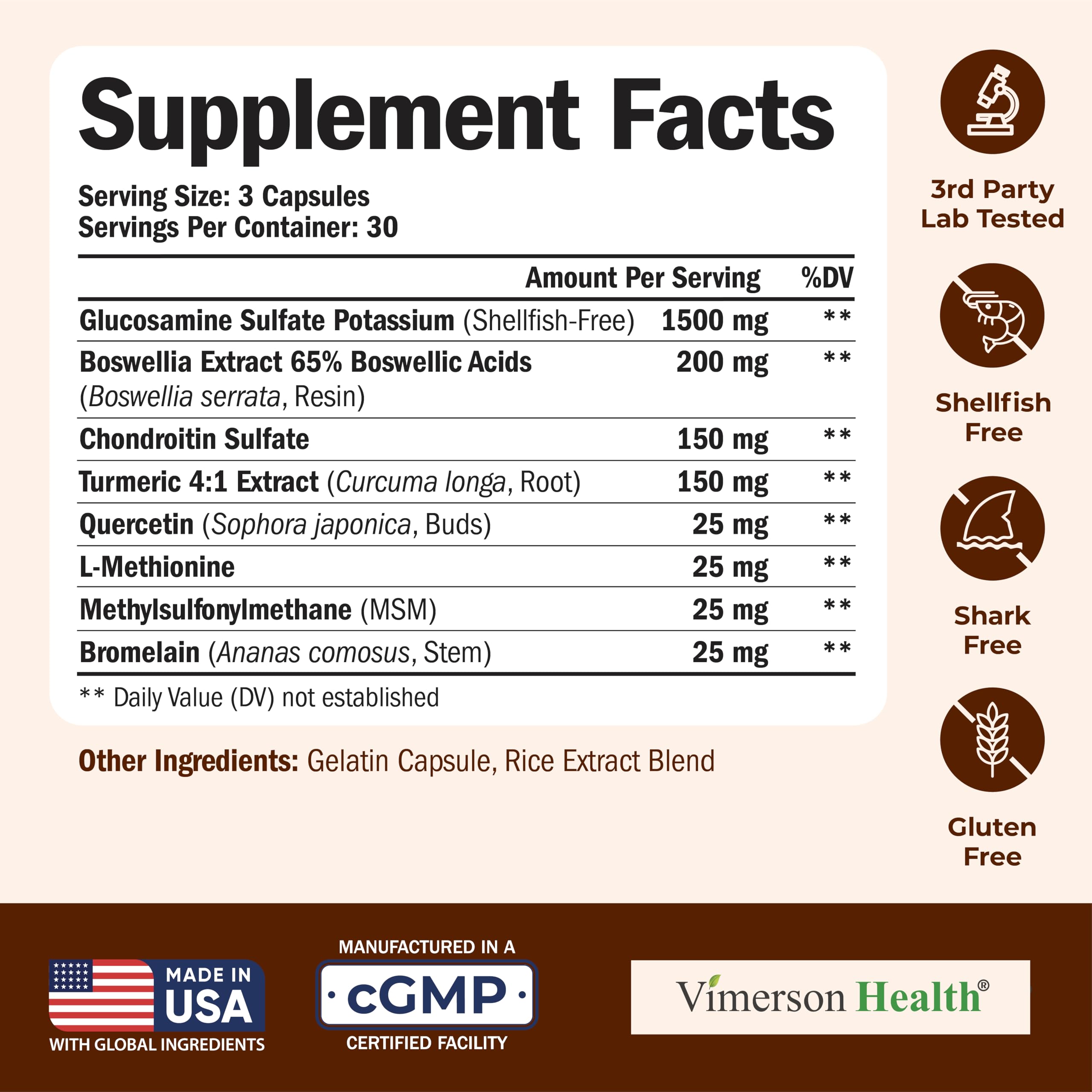 Vimerson Health label front emphasizing quality and ingredients