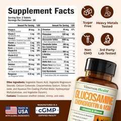 Vimerson Health glucosamine label shows ingredients for informed daily supplementation