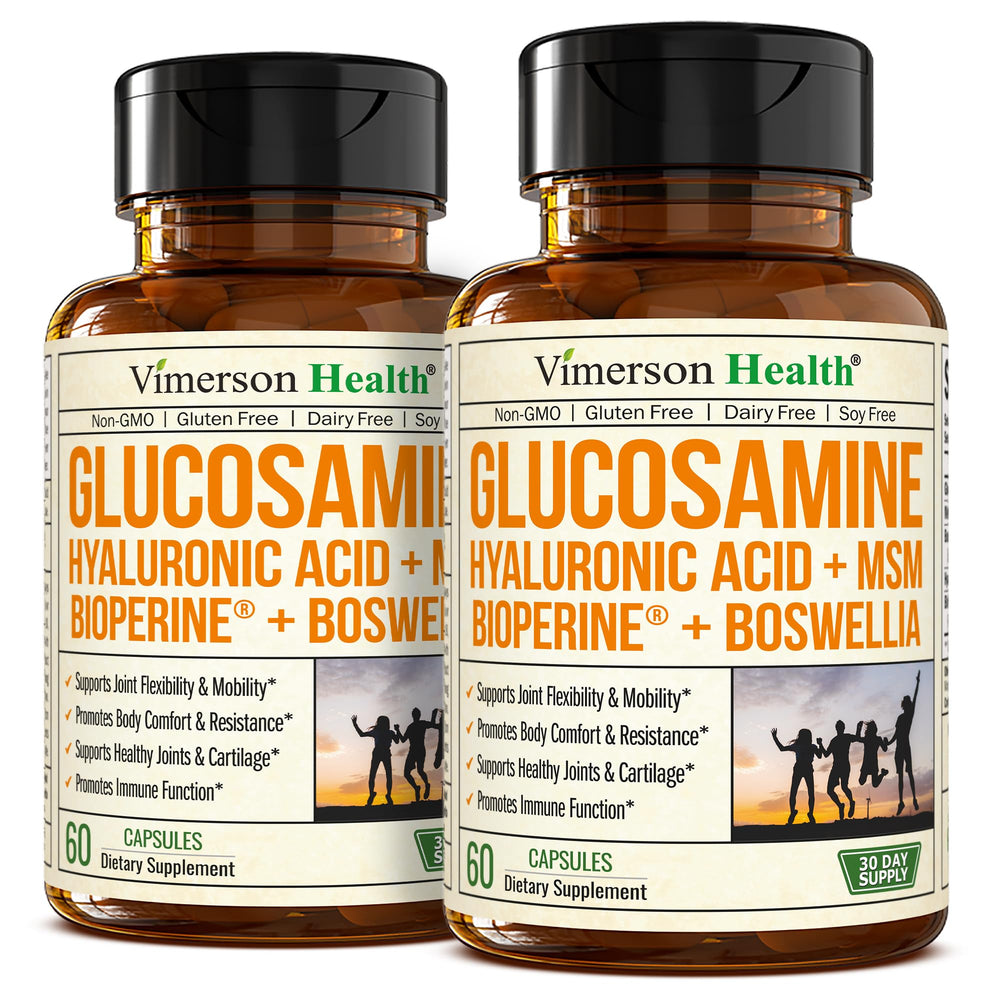 Vimerson Health glucosamine bottle with capsules supports daily joint mobility.