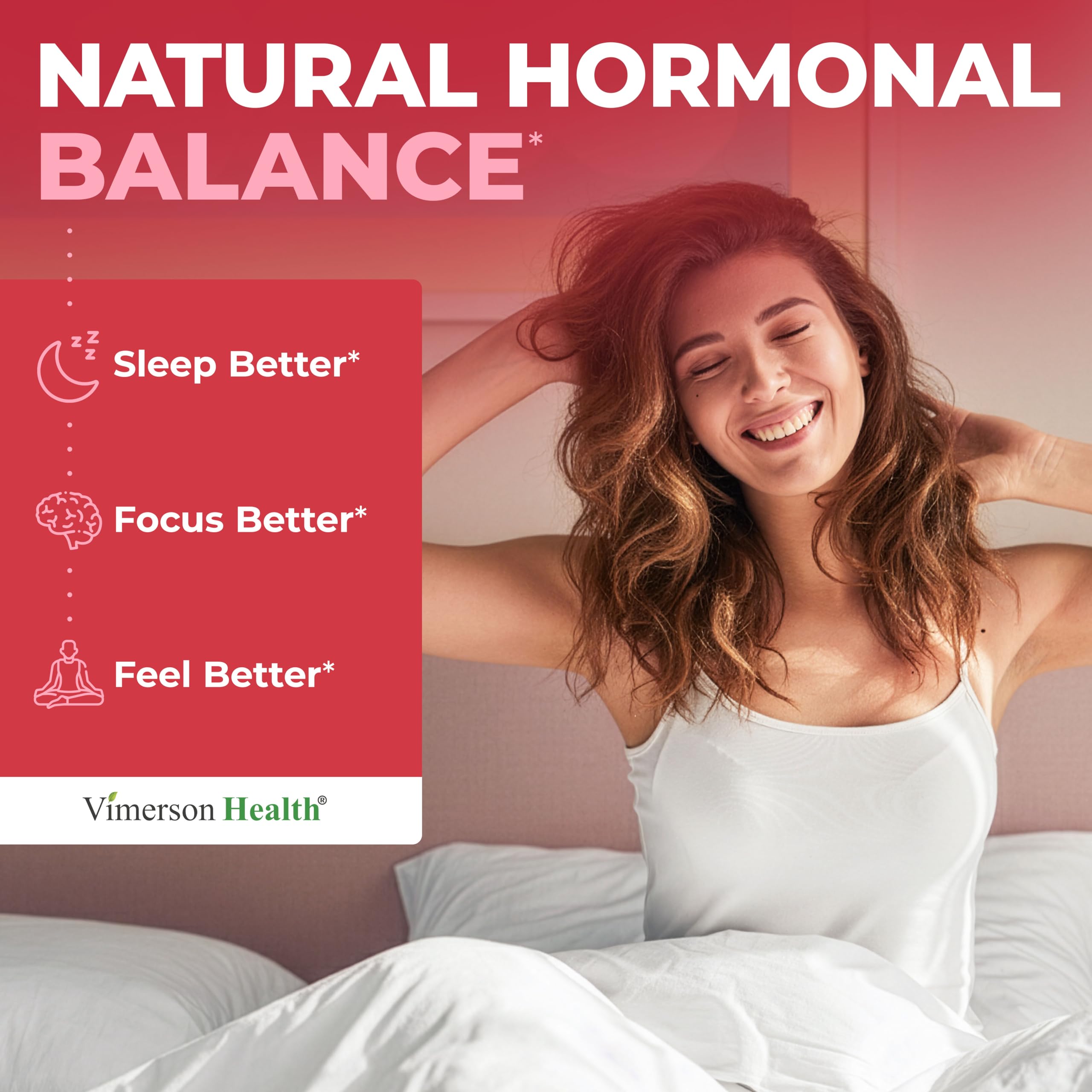 Vimerson Health Hormone Harmony label detail highlights halal and non-GMO features