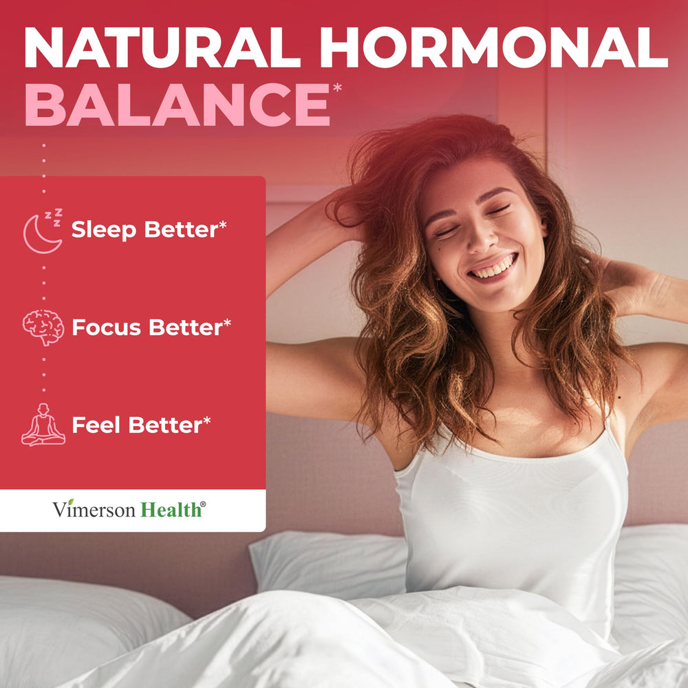 Vimerson Health Hormone Harmony label detail highlights halal and non-GMO features