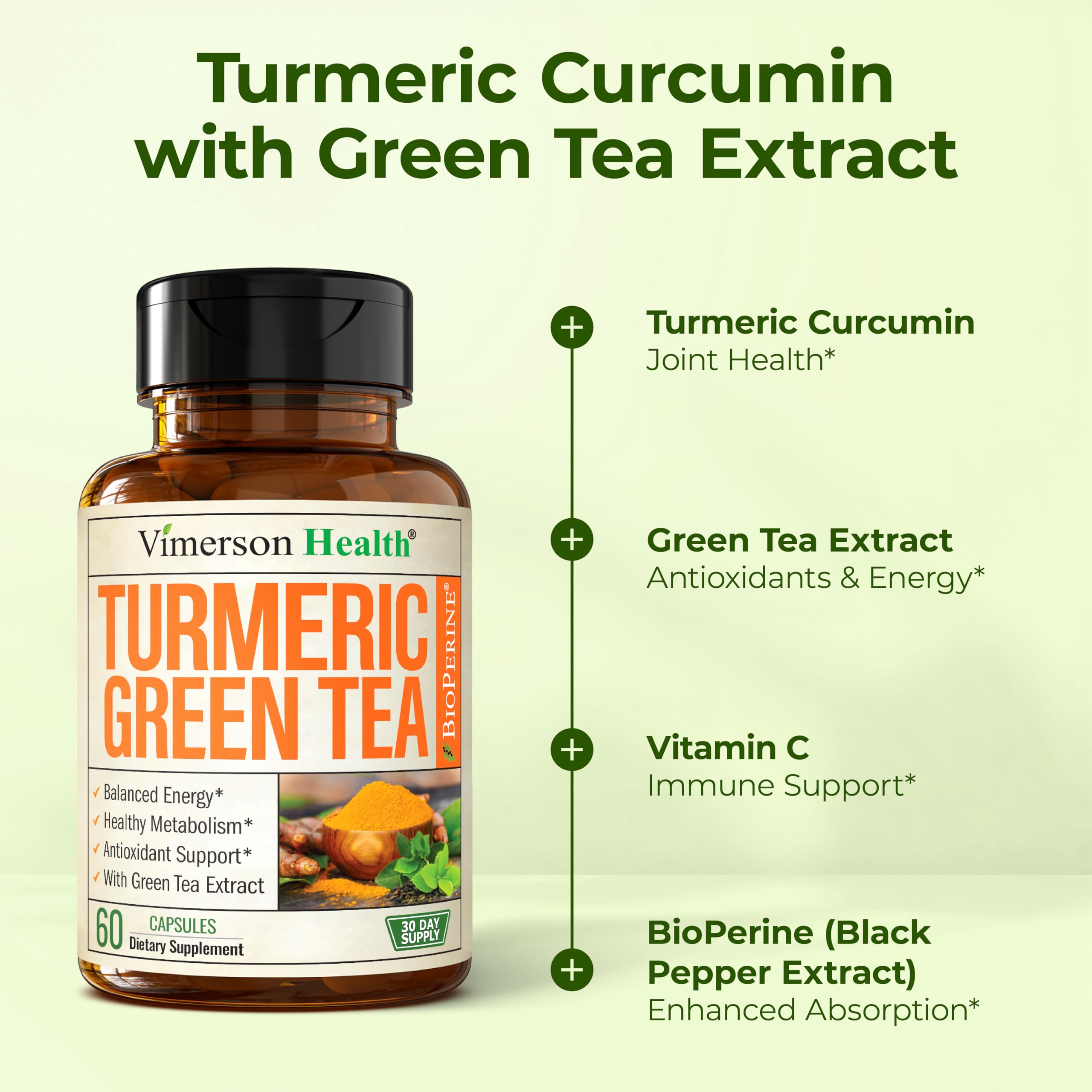 Vimerson Health turmeric-curcumin ingredient label highlighting organic turmeric