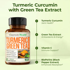 Vimerson Health turmeric-curcumin ingredient label highlighting organic turmeric