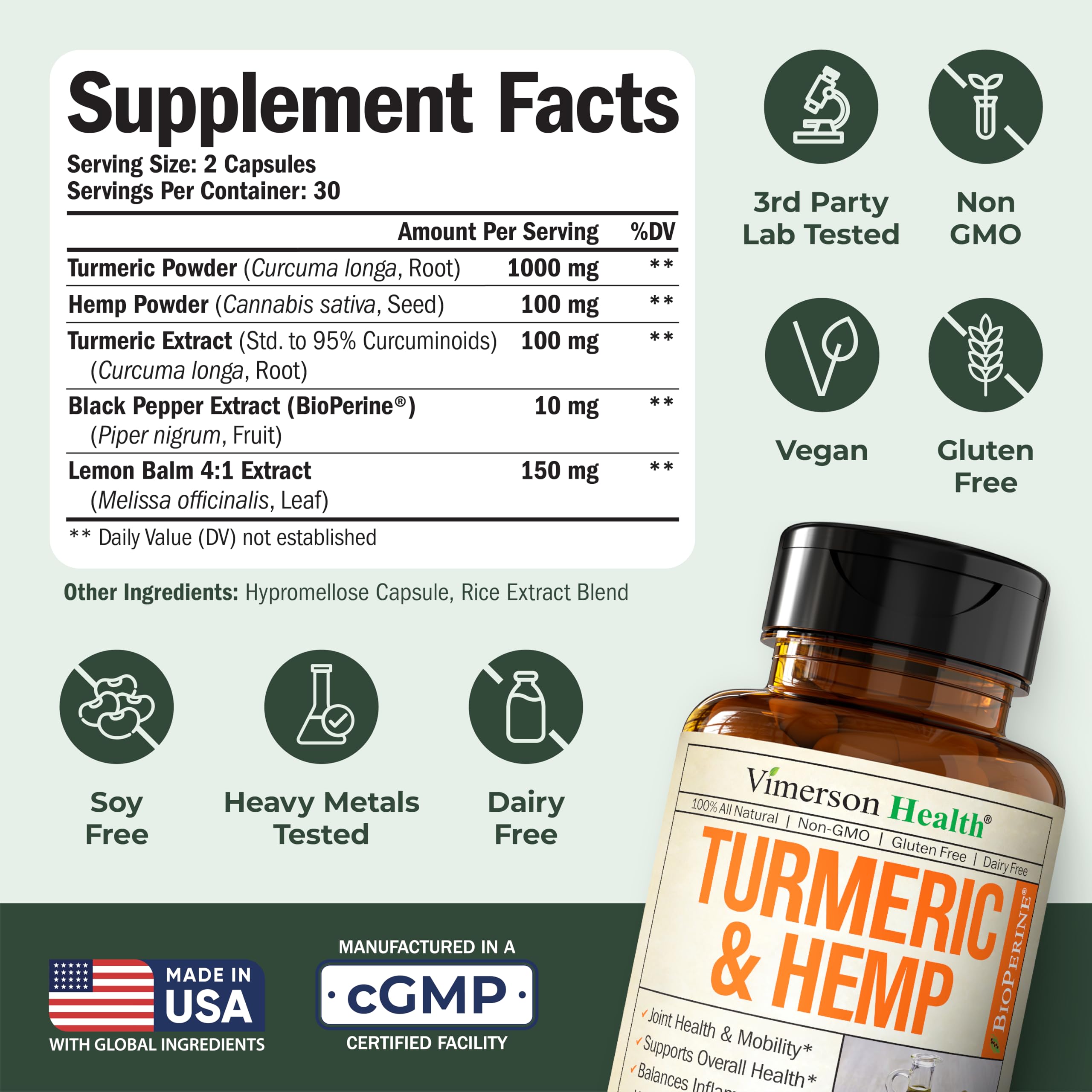 Lemon balm extract ingredient from Vimerson Health for gentle relaxation.