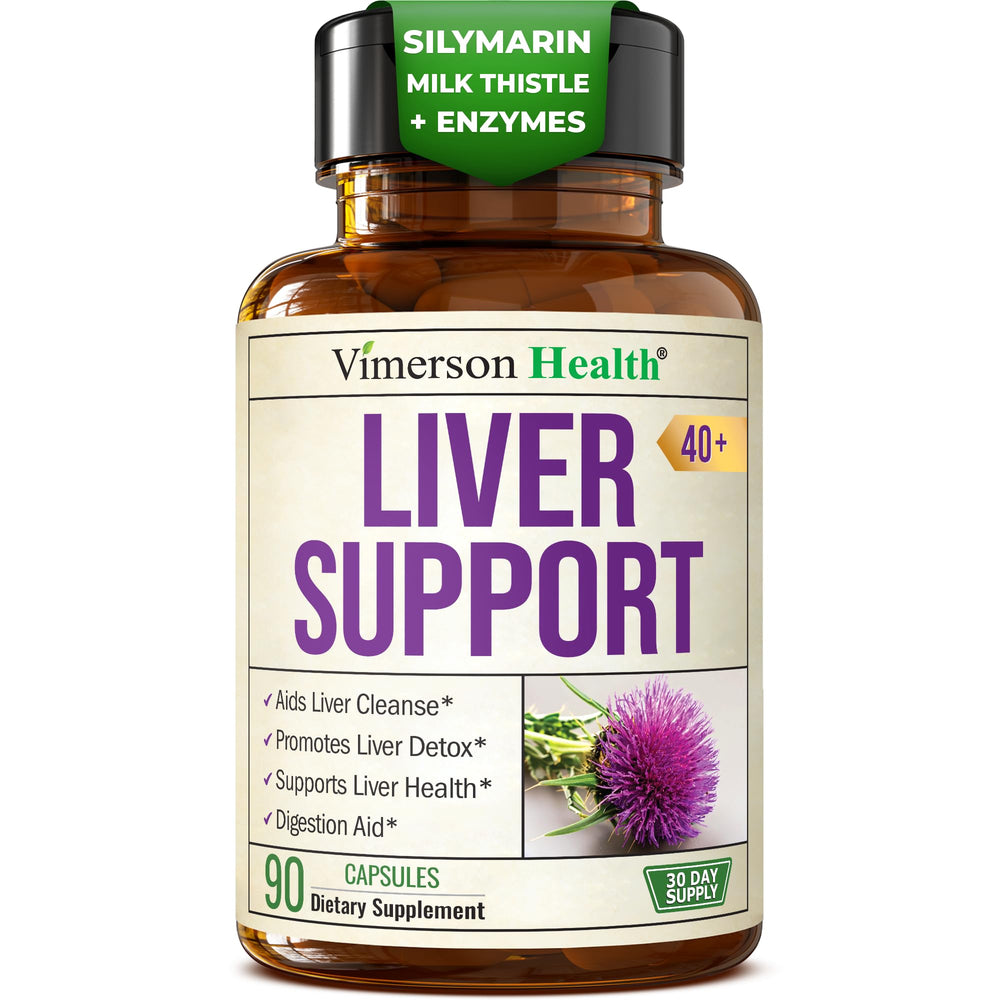 Vimerson Health liver support bottle label emphasizing gentle detox support