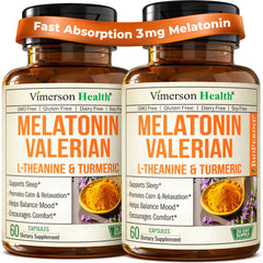Vimerson Health Melatonin 3mg sleep aid bottle front promotes restful nights