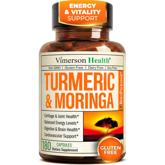 Vimerson Health Moringa Turmeric bottle front, daily joint and digestion support.