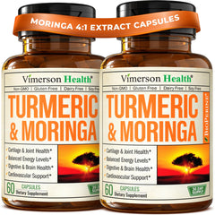 Vimerson Health Moringa Turmeric supplement bottle for joint comfort and immune support.