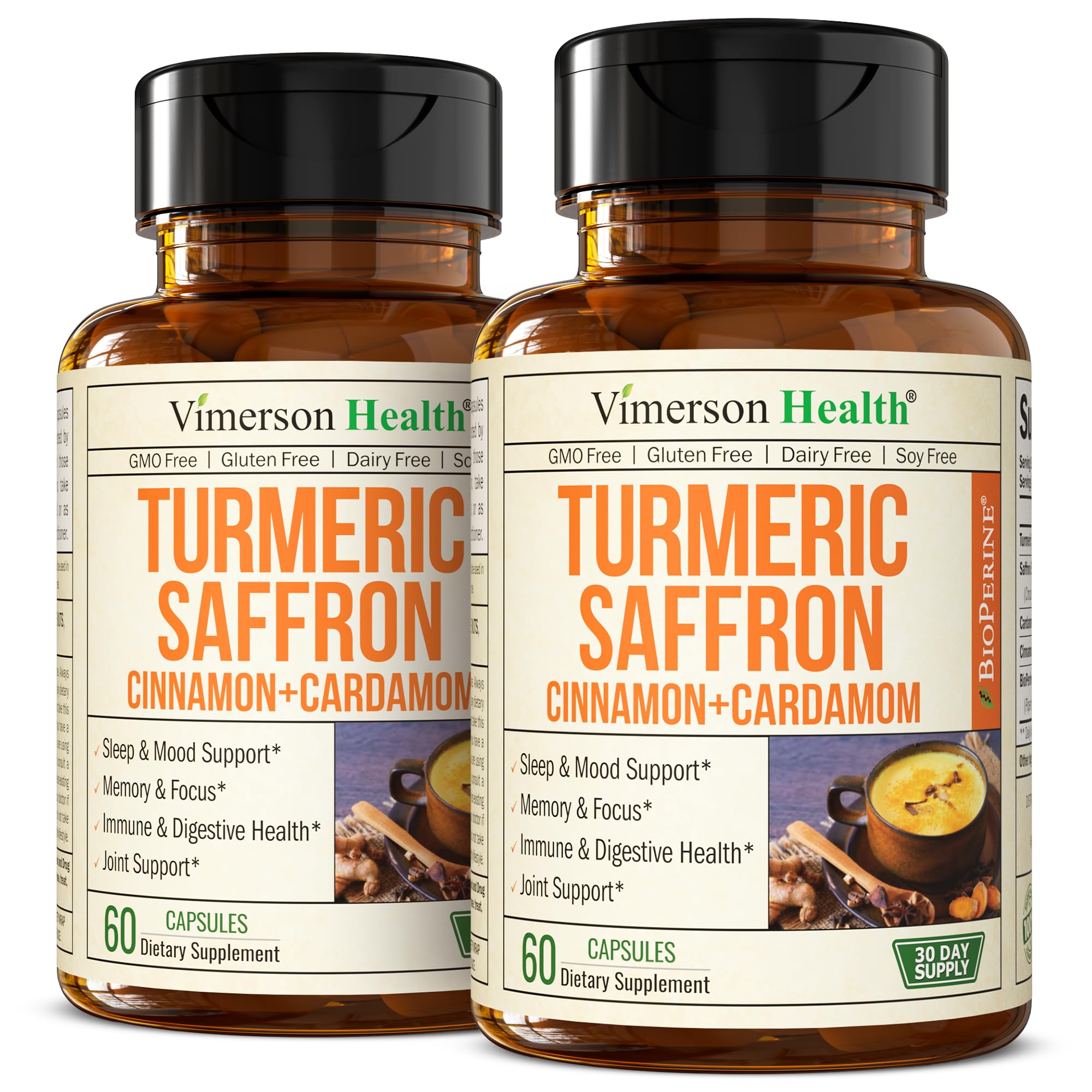 Vimerson Health saffron supplements bottle front for mood support potential