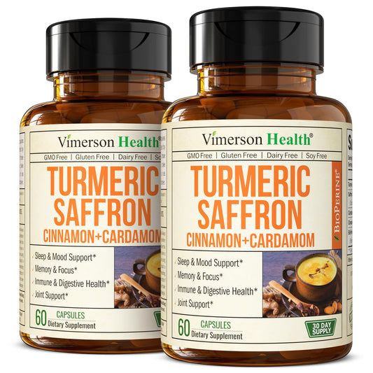 Vimerson Health saffron supplements bottle front for mood support potential