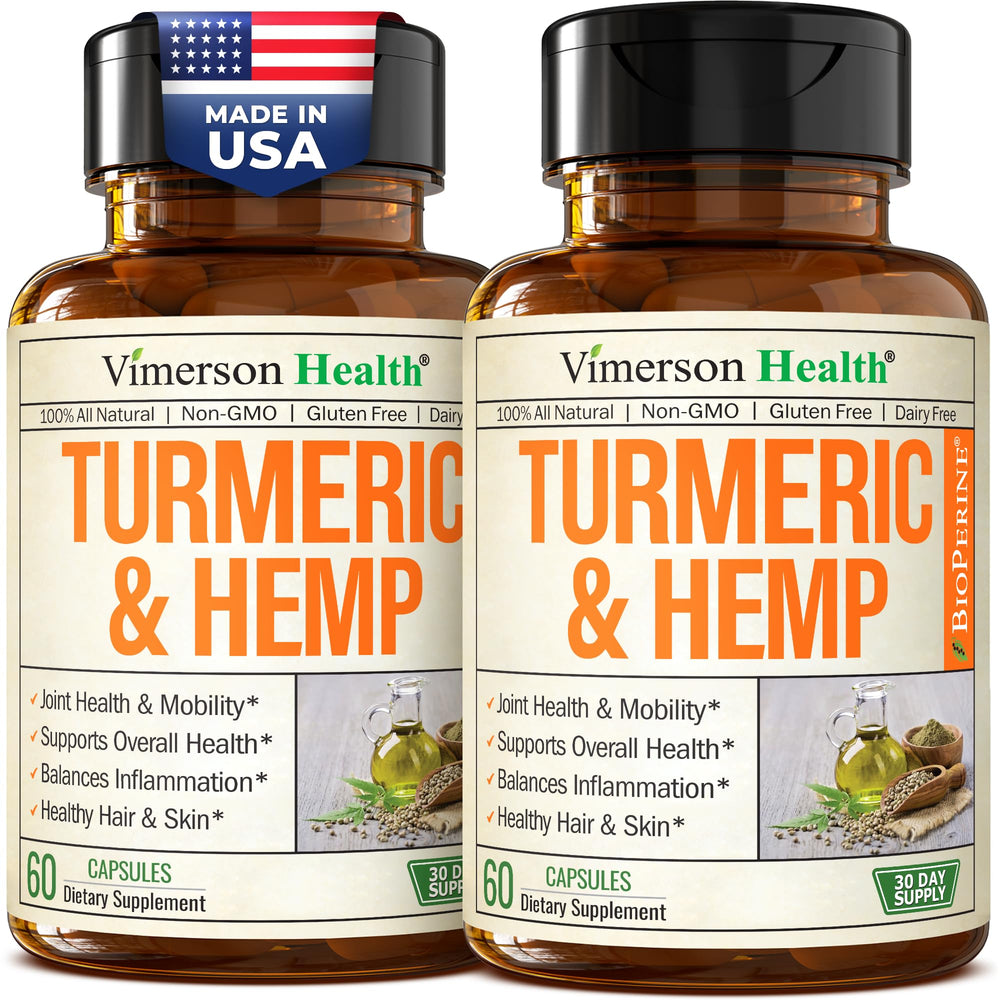Vimerson Health turmeric curcumin 2-pack bottle supports joint comfort.