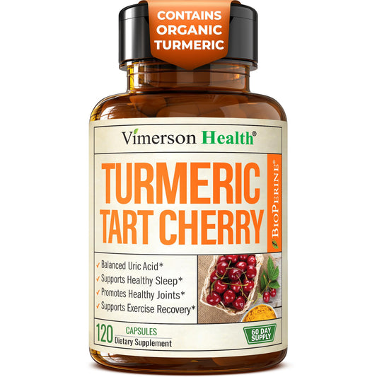 Vimerson Health Turmeric Curcumin bottle highlights convenient joint support capsules.