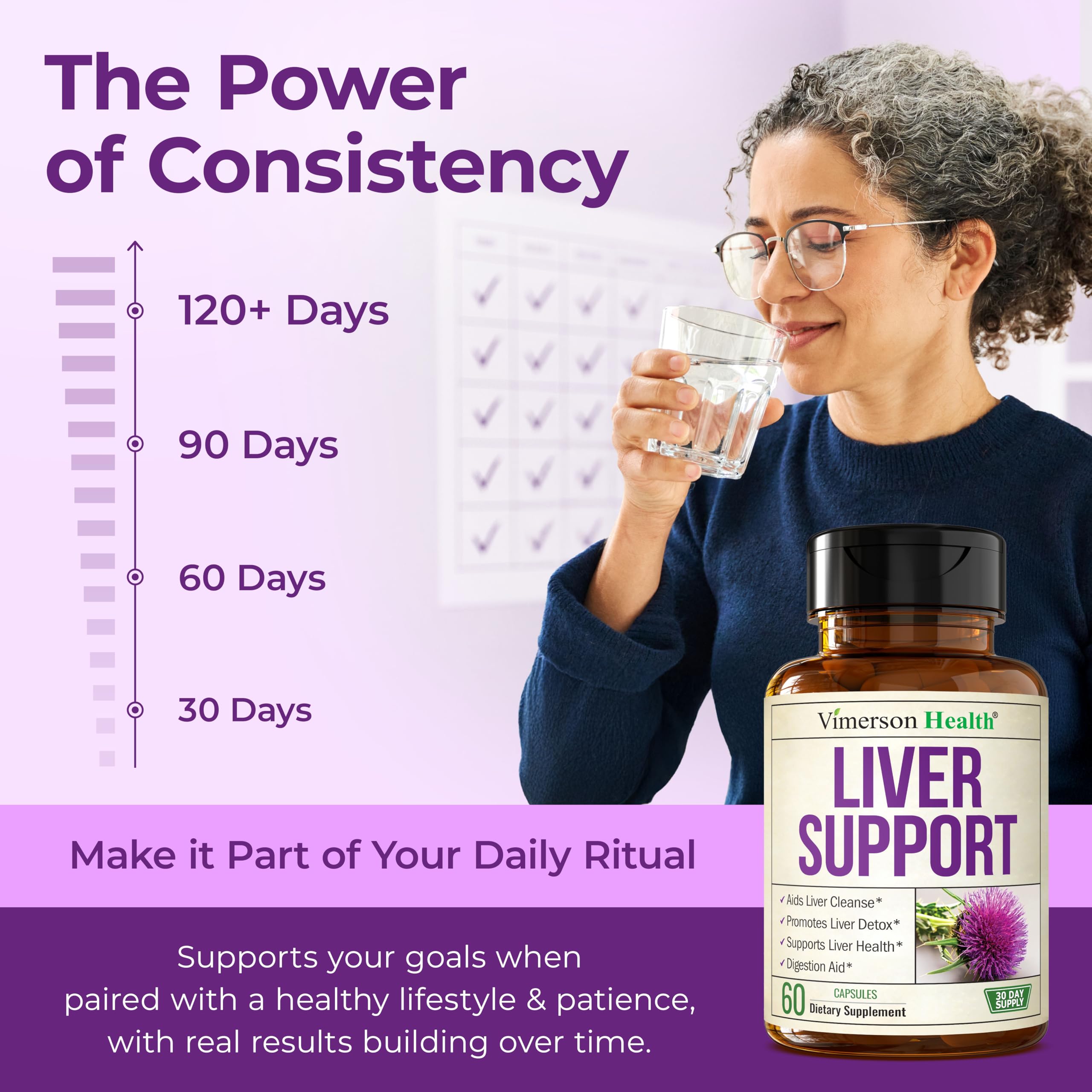Vimerson Health vegan liver cleanse artichoke extract label emphasizing enzyme-supporting botanicals