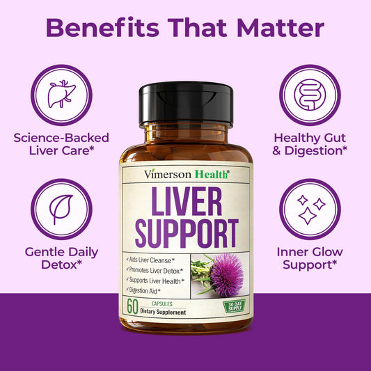Vimerson Health vegan liver cleanse bottle back with dosage and ingredients overview