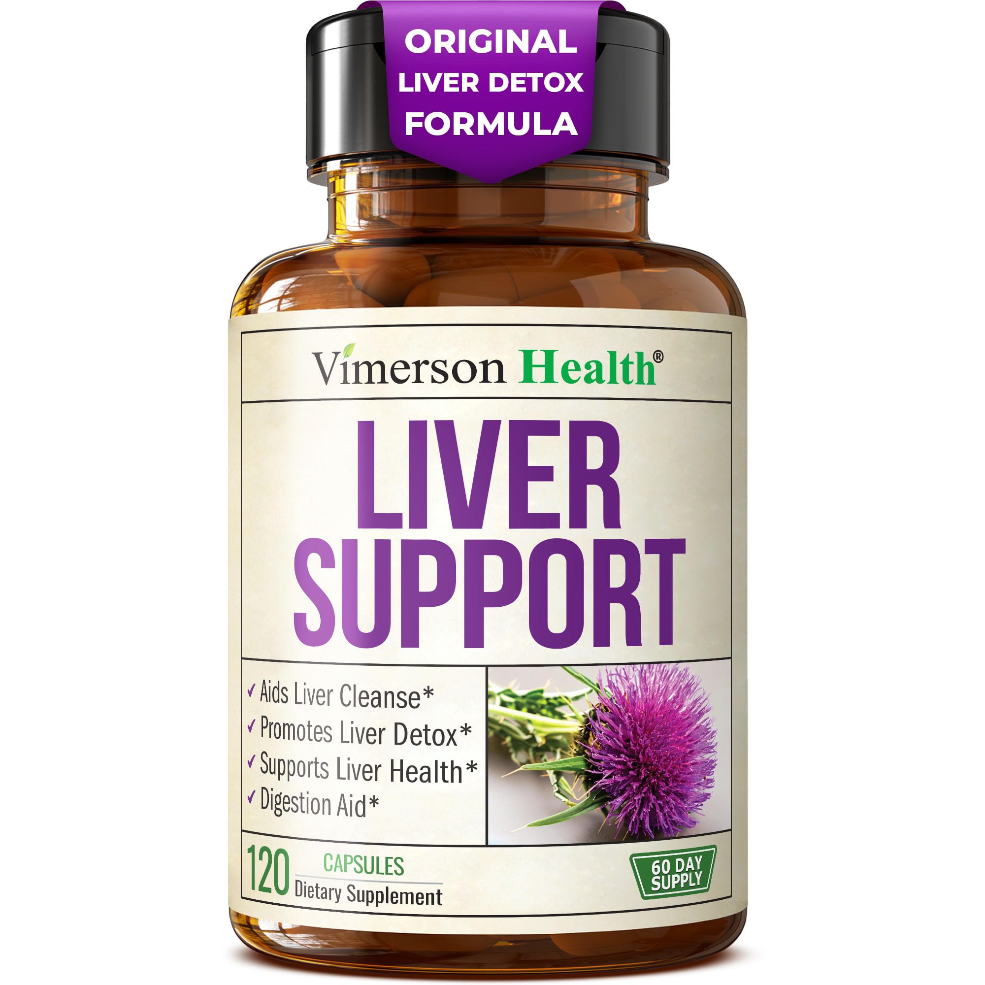 Vimerson Health liver cleanse bottle with capsules for daily liver support.
