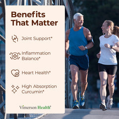Vimerson Health vegan Theracurmin capsules on a clean counter, for daily joint support.