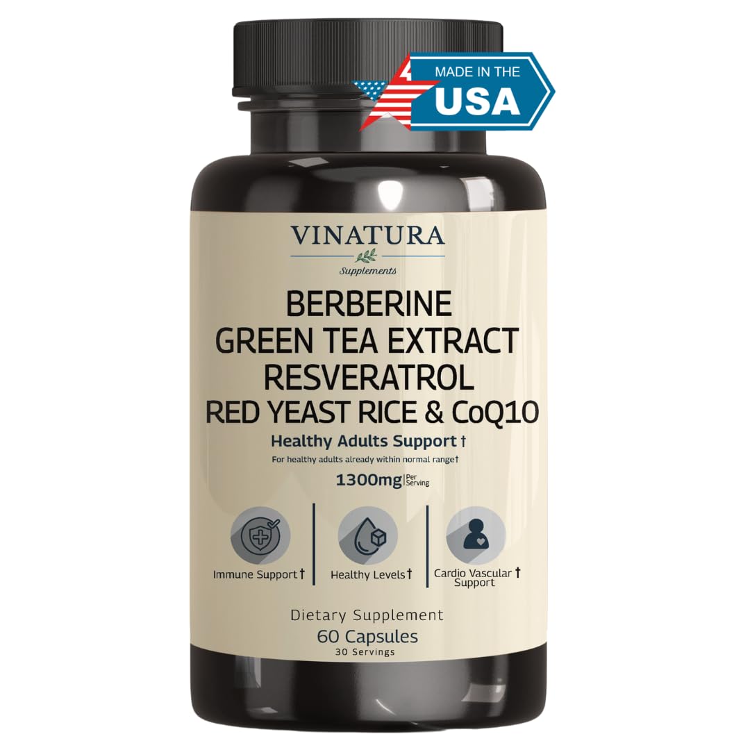 VINATURA Berberine HCL with Ceylon Cinnamon bottle for daily wellness support
