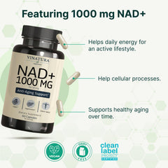 VINATURA NAD 1000mg bottle in daily routine setup.