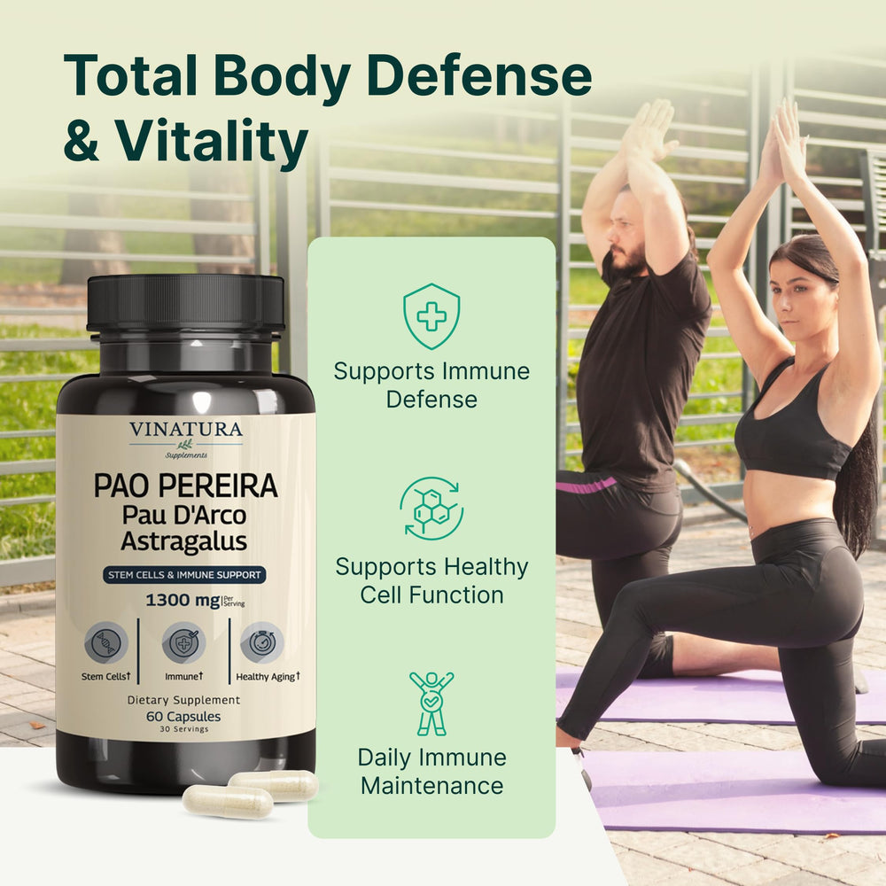 VINATURA Pao Pereira bark capsule close-up suggesting natural immune system support