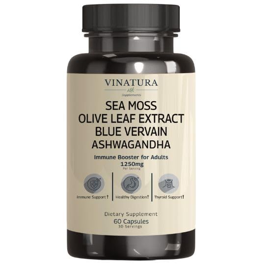 VINATURA Sea Moss Blue Vervain bottle with capsules for daily immune support