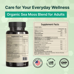 VINATURA Sea Moss Blue Vervain capsules closeup showing 1250mg serving strength