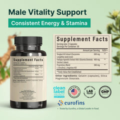 VINATURA Tongkat Ali Fadogia capsules for convenient daily performance support.