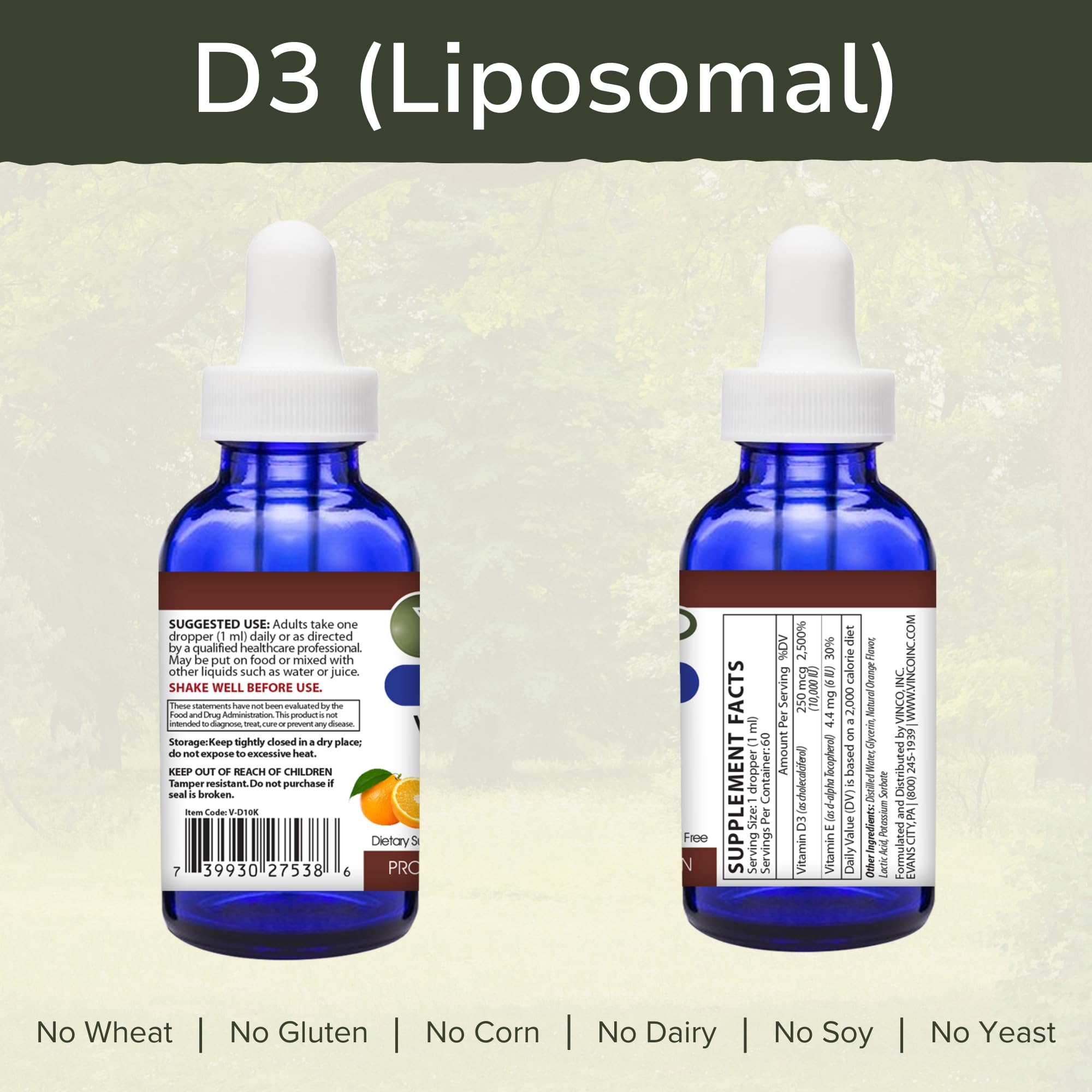 Vinco D3 dispensing pipette showing precise daily dosing for vitamin D3.