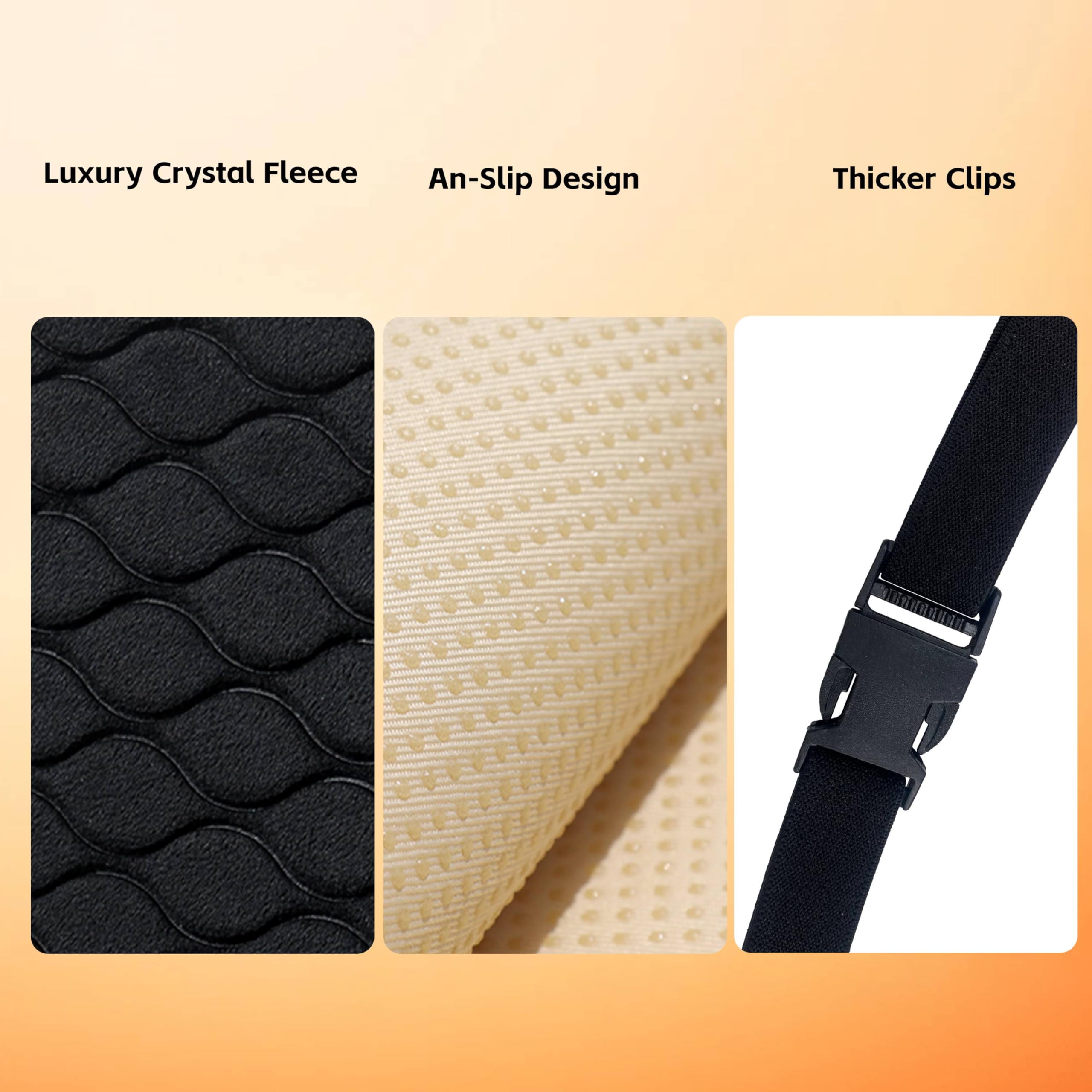 Vindobil seat cover features reinforced clips for a secure, quick installation.