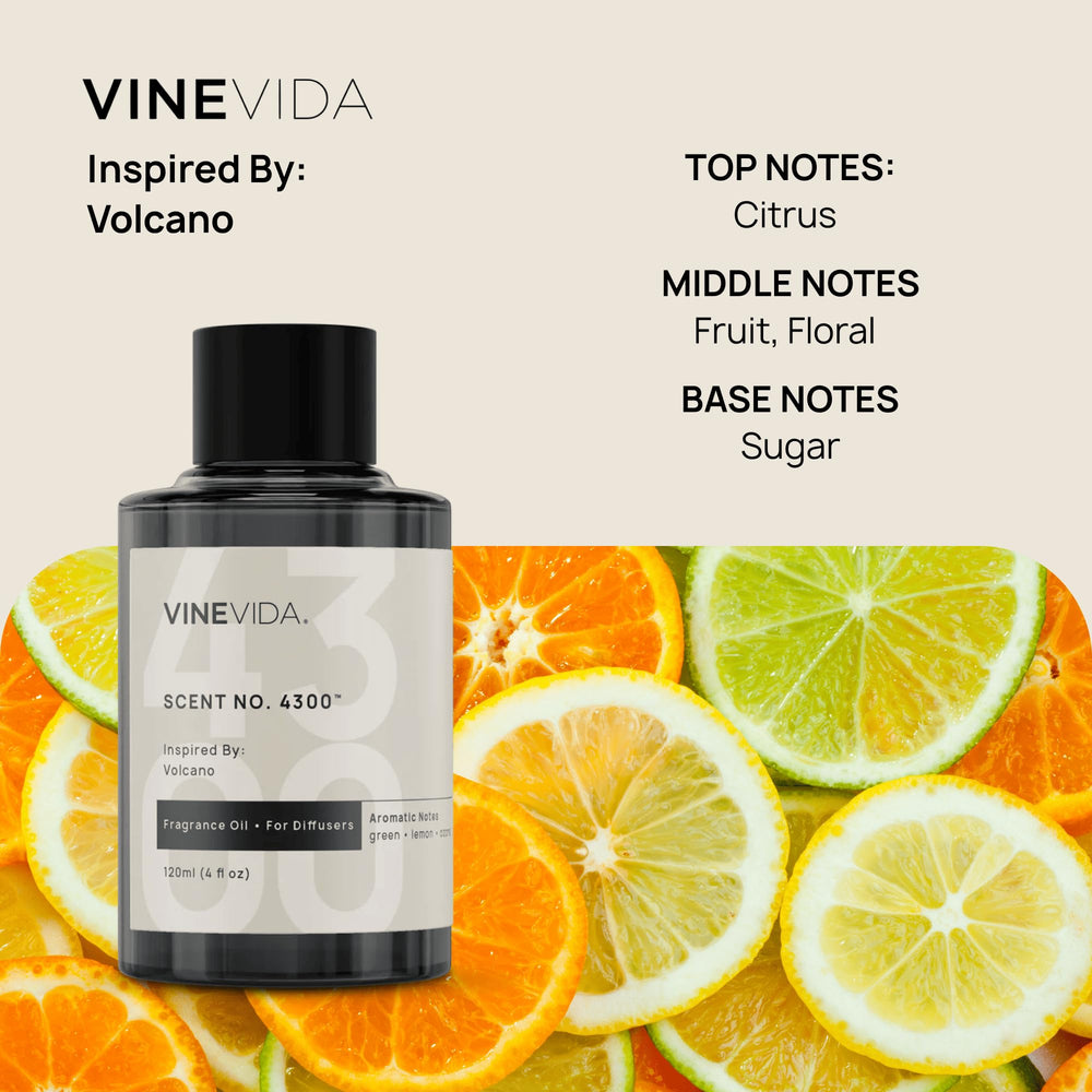 VINEVIDA Volcana diffuser oil bottle brings exotic warmth to rooms.