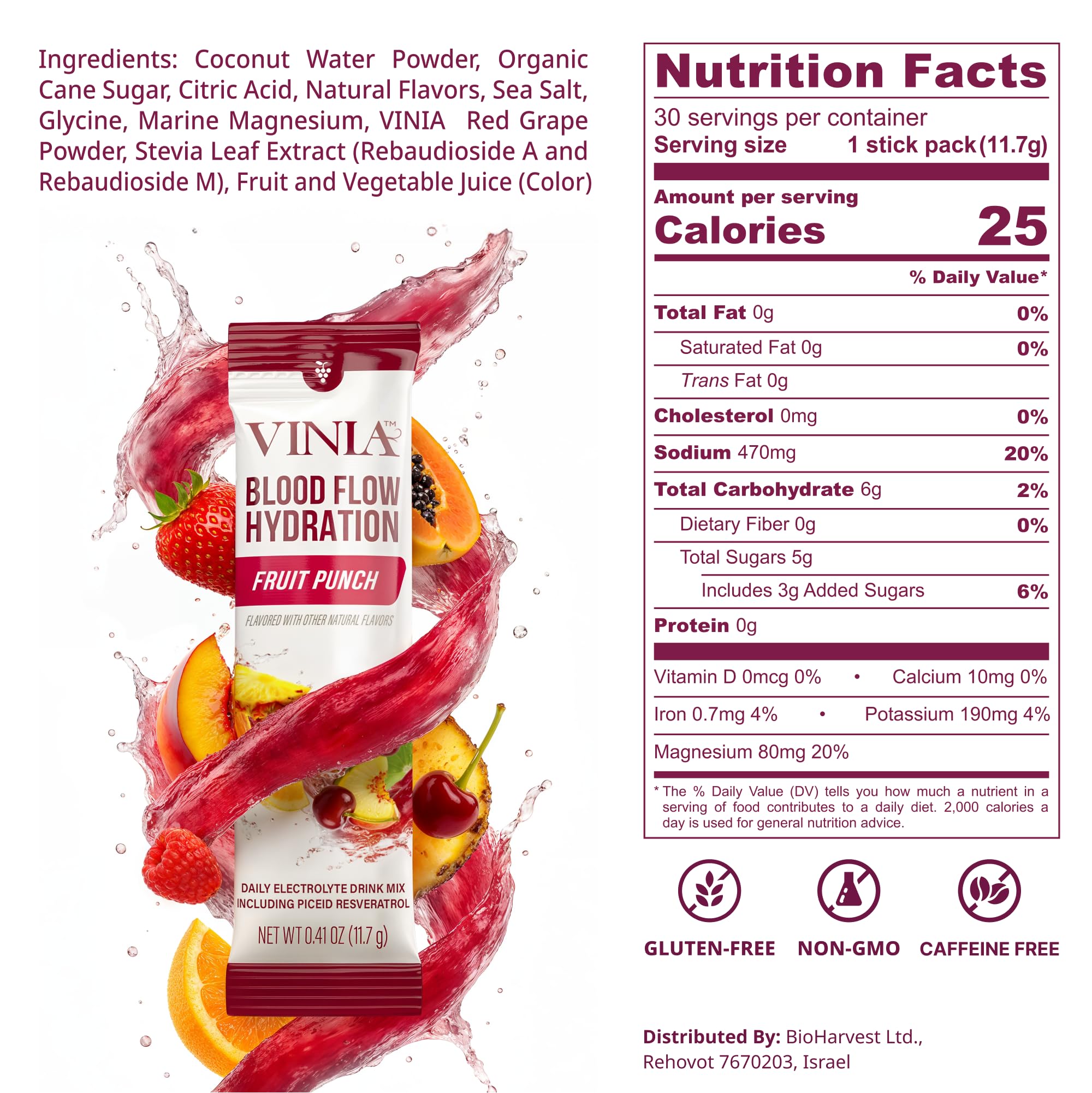 VINIA resveratrol stick close-up highlighting natural polyphenols for potential circulatory benefits.