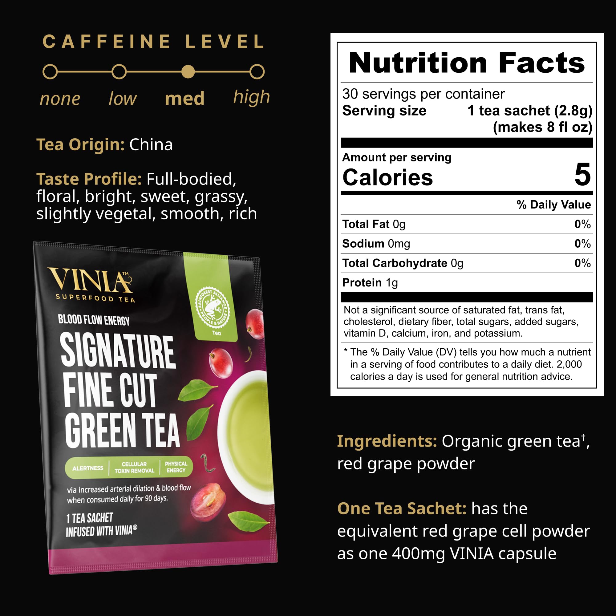 VINIA Green Tea Cup angled serve for a fresh morning ritual