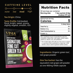 VINIA Green Tea Cup angled serve for a fresh morning ritual