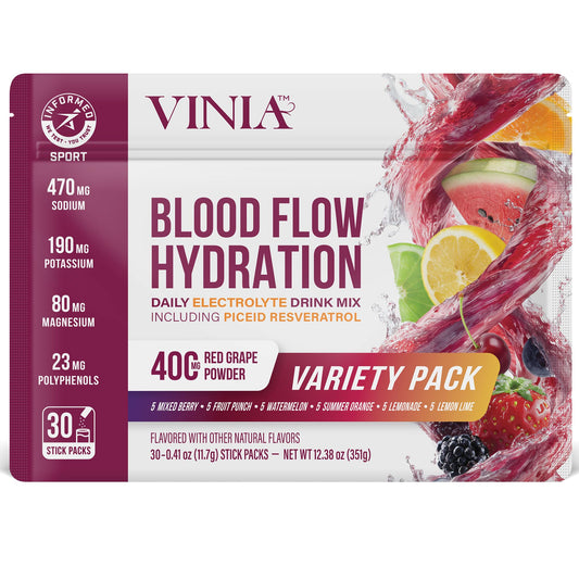 VINIA resveratrol hydration stick pour showing polyphenol-powered hydration