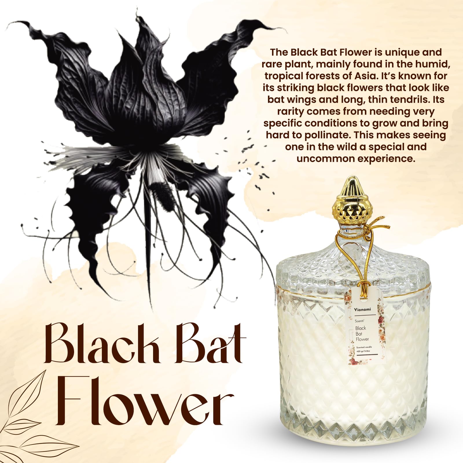 VIONAMI glass jar with diamond-cut pattern enhances decor while distributing a subtle, premium aroma.