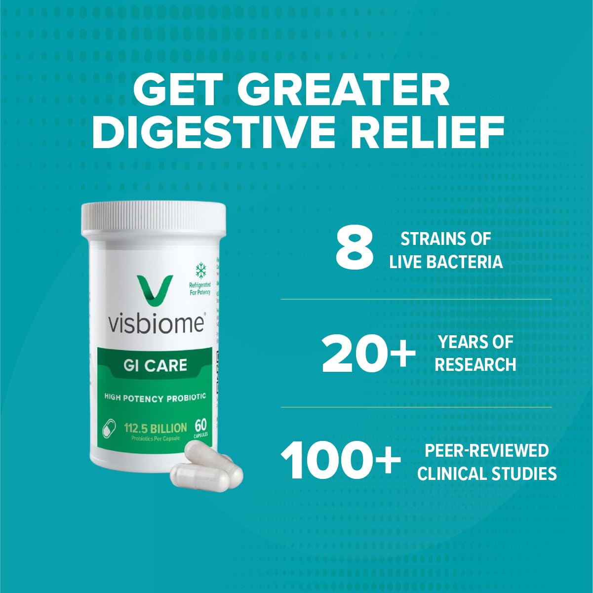 Visbiome GI Care insulated cooler packaging preserves potency during cold shipping.