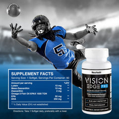 Omega-3 softgels from VISION EDGE PRO hint at daily eye vitamin benefits