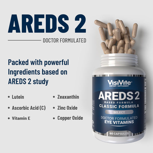 VisiVite AREDS2 Select bottle back showing supplement facts for transparency