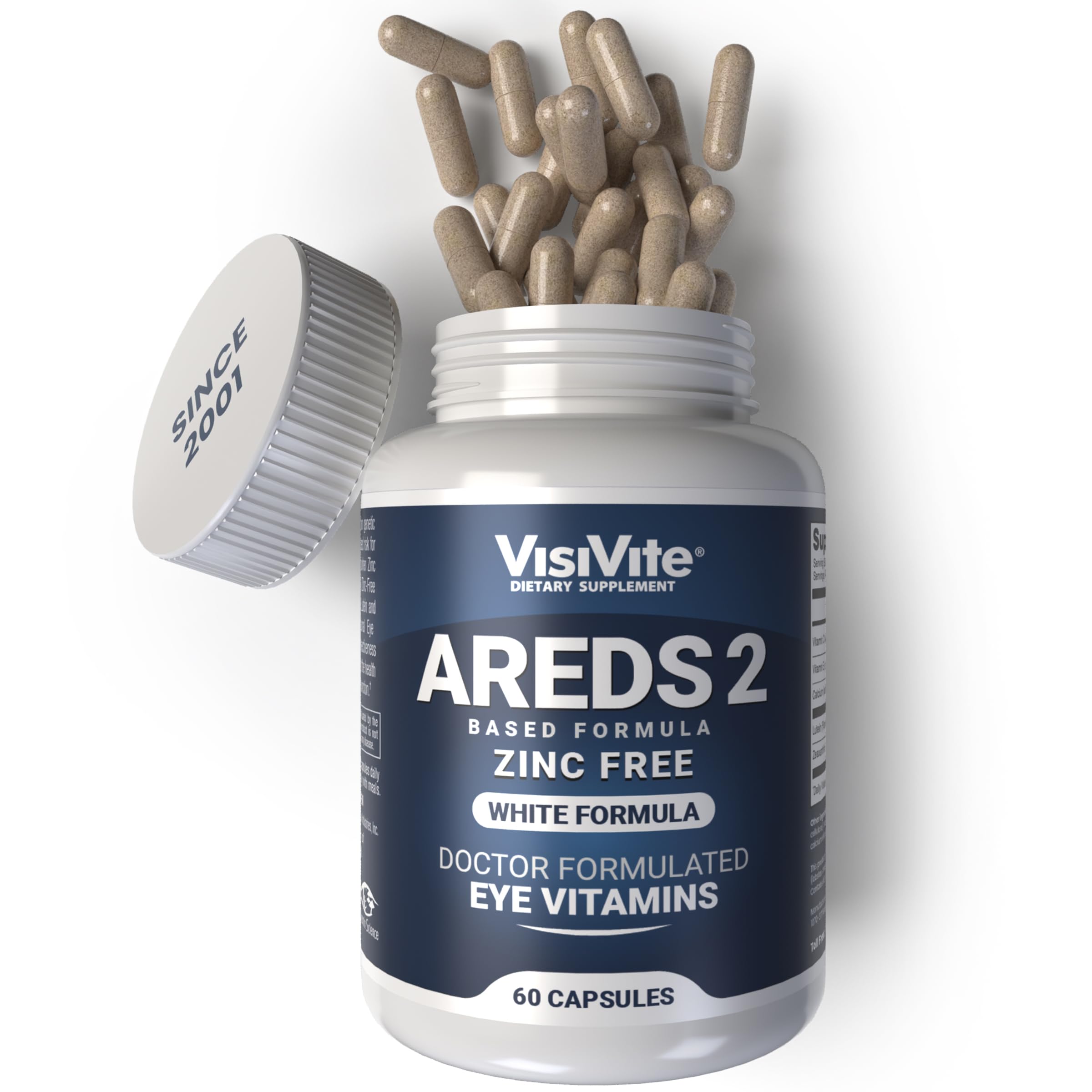 VisiVite zinc-free AREDS2 eye vitamins bottle supports eye health without zinc
