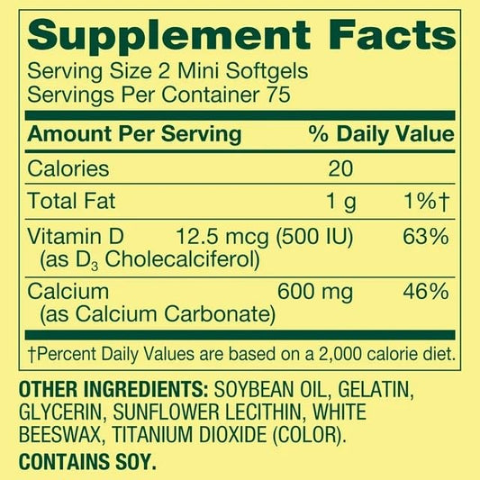 Closeup of ViT4US calcium mini-d3 softgels, emphasizing easy swallowing.