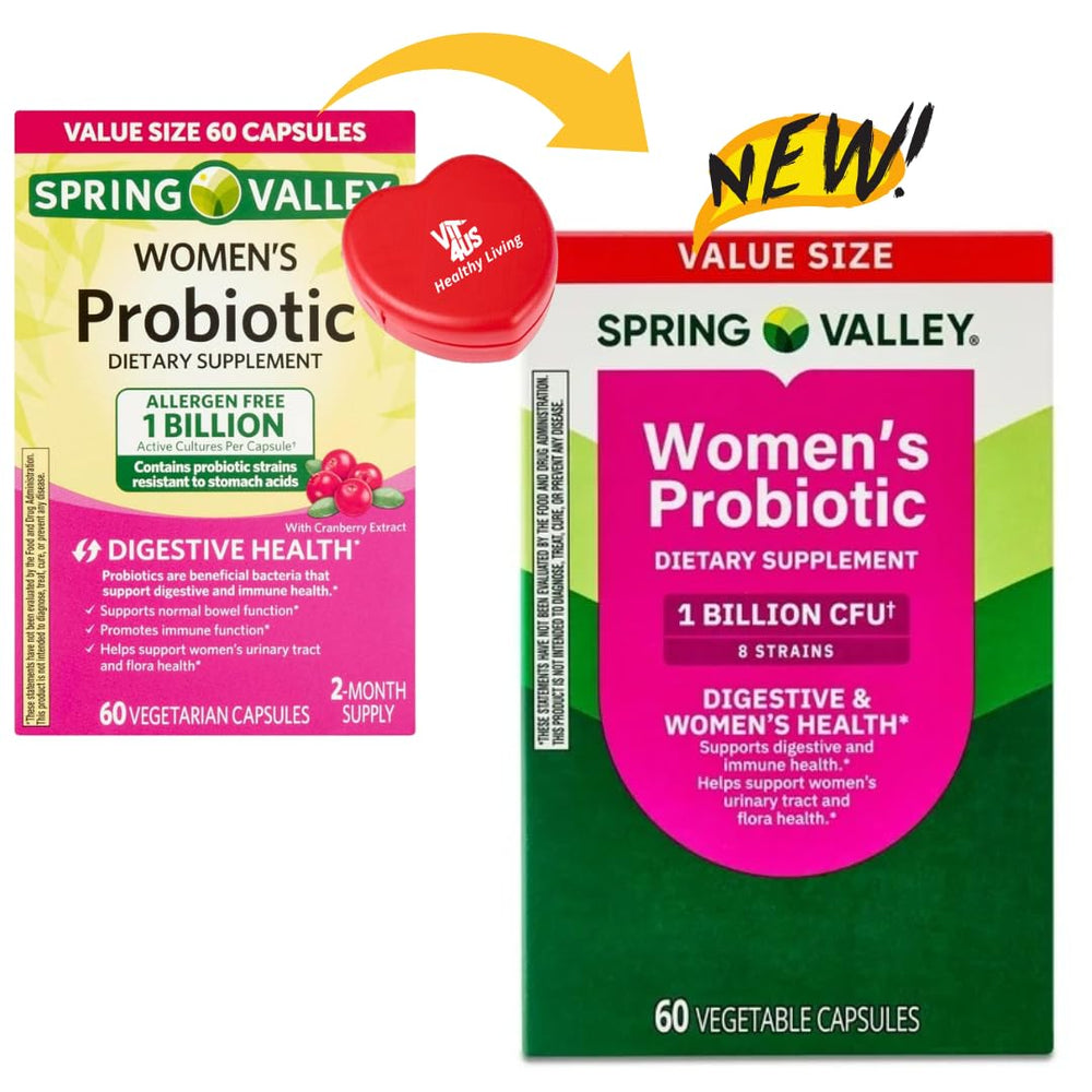 ViT4US Spring Valley Women's Probiotic bottle back label with probiotic details for a daily routine.