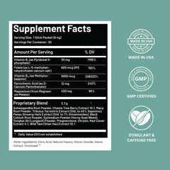 Vita-Fem sachet being stirred into water for easy daily use.