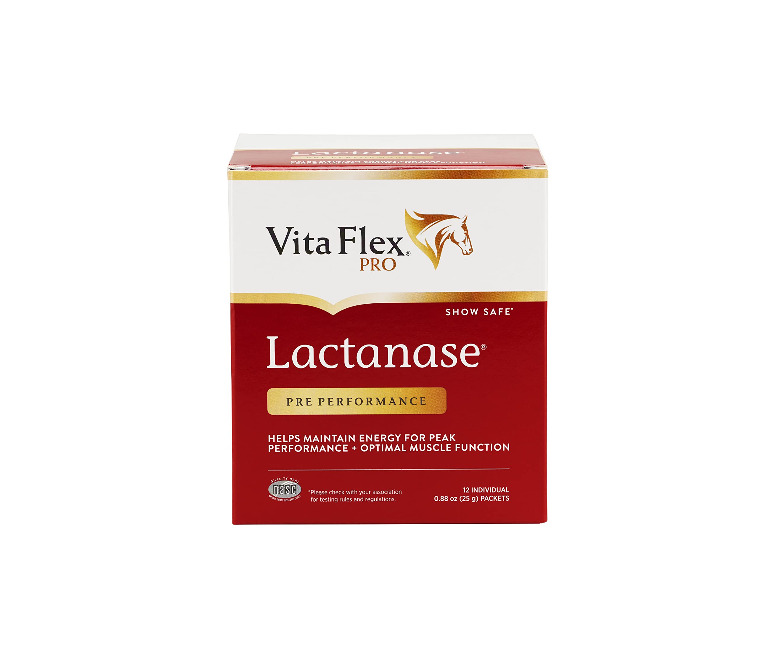 Vita Flex Lactanase packet open, showcasing convenient energy support for athletic horses.