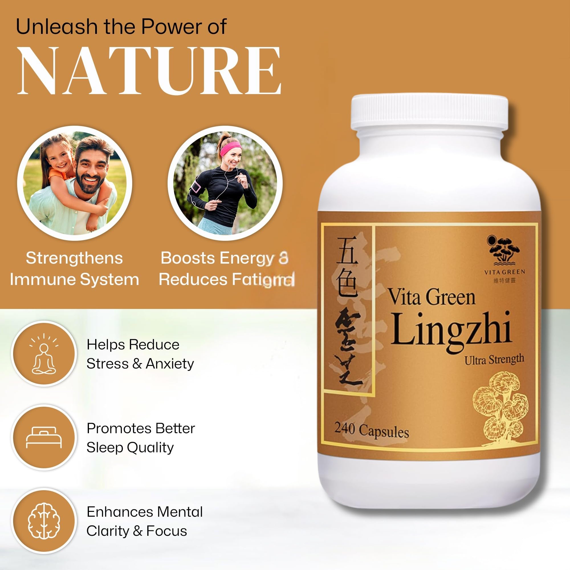 Vita Green capsules poured into hand for easy dosing